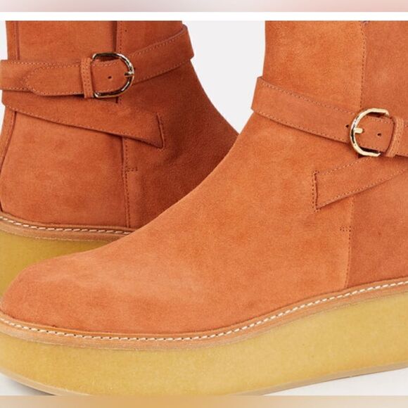 Ulla Johnson Lennox Ankle Buckle Boots suede terracotta brown. New 39.5/… - Picture 3 of 15